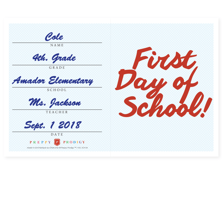 First Day Of School Card