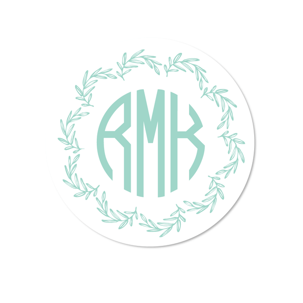 Olive Wreath Monogram Stickers