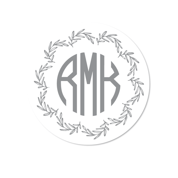 Olive Wreath Monogram Stickers