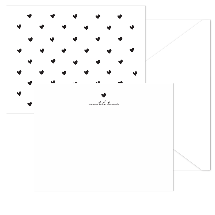 B & W Heart Stationery