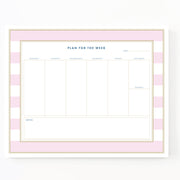 Weekly Desk Pad Pink Stipes