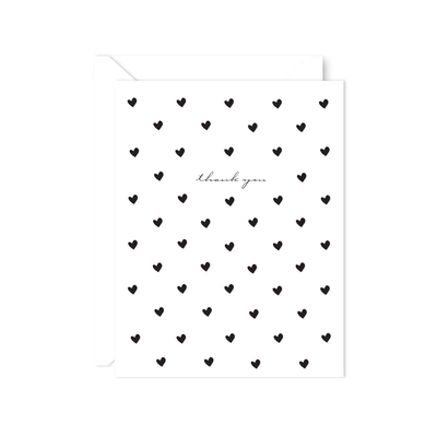 B & W Heart Thank You Notes