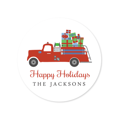 Holiday Fire Truck Stickers