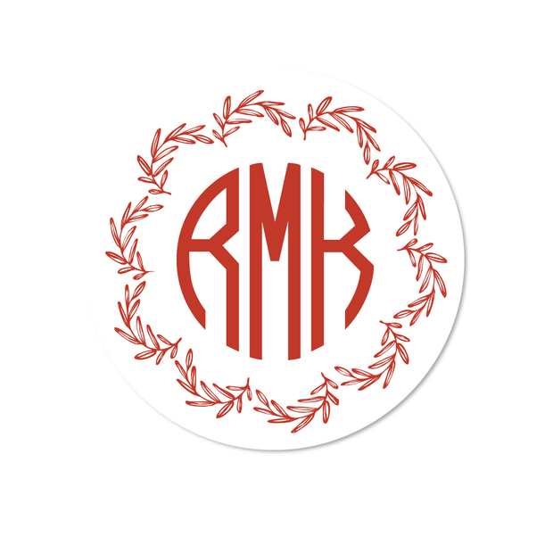 Olive Wreath Monogram Stickers