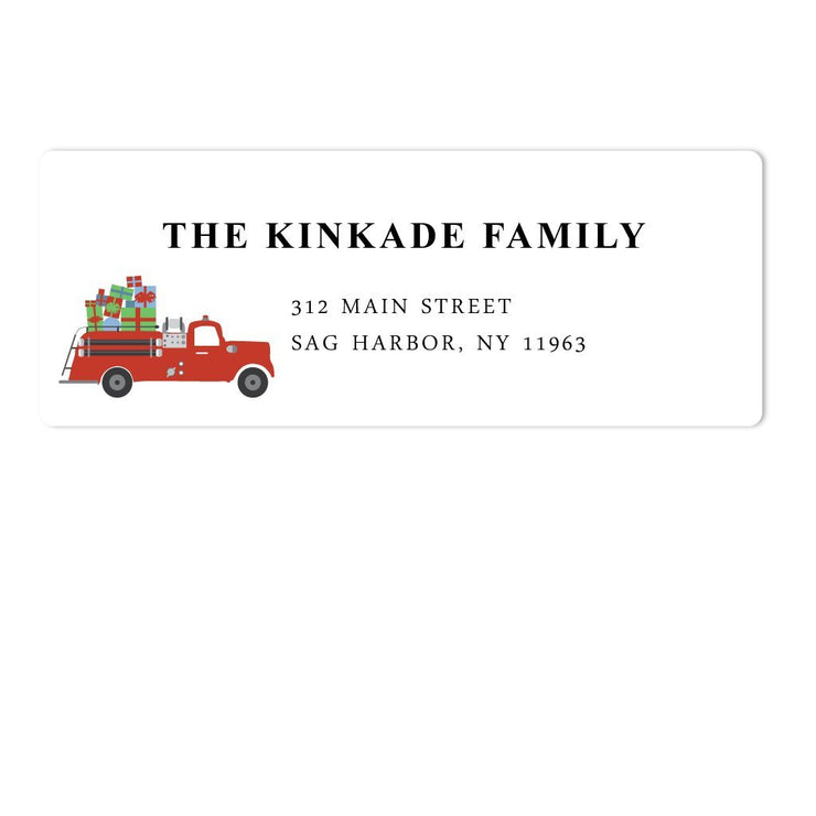 Holiday Fire Truck Address Labels