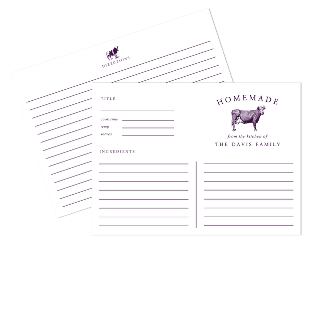 Cow Recipe Cards