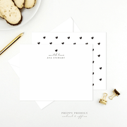 B & W Heart Stationery