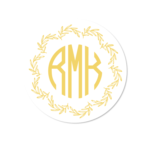 Olive Wreath Monogram Stickers