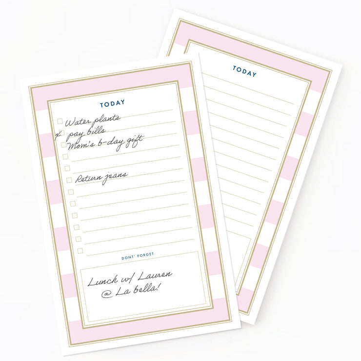 Today's To-Do List Notepad Pink Stripes